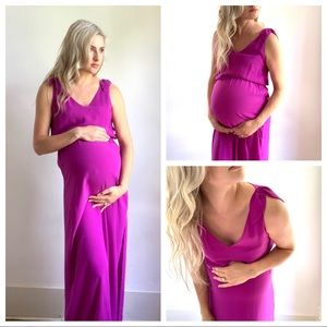 Cremieux Neon Purple Maternity Maxi Dress Slit Sm
